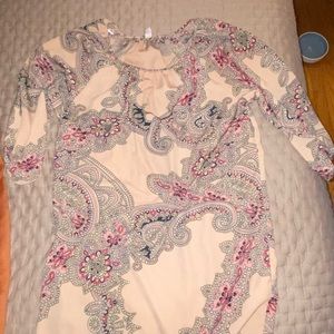 Tan patterned shift dress